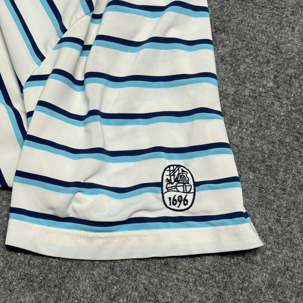 Greyson Polo Shirt Mens L White Blue Stripe Jonathan's Landing Jupiter Florida - Picture 4 of 6